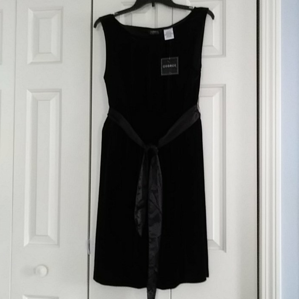 George Dress Black velvet stretchy sheath dress.